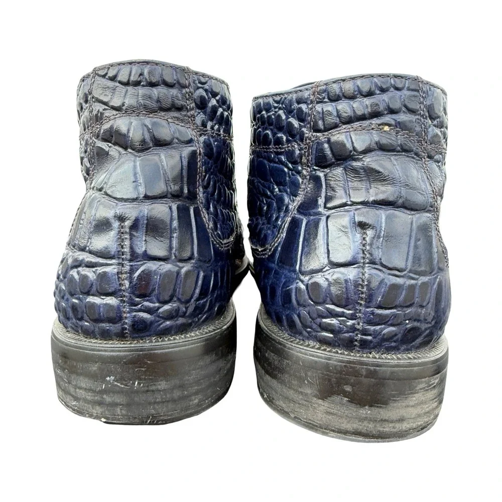 Giorgio Brutini Vintage Men's Blue Alligator Embossed Leather Boots Square Toe